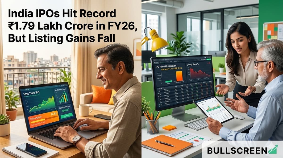 India IPOs Hit Record ₹1.79 Lakh Crore in FY26, But Listing Gains Fall