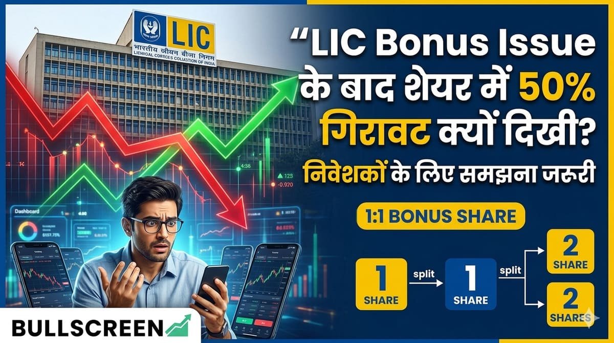 LIC Bonus Issue के बाद शेयर में 50% गिरावट क्यों दिखी? निवेशकों के लिए समझना जरूरी
