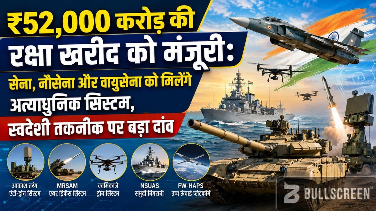 ₹52,000 करोड़ की रक्षा खरीद को मंजूरी: सेना, नौसेना और वायुसेना को मिलेंगे अत्याधुनिक सिस्टम, स्वदेशी तकनीक पर बड़ा दांव
