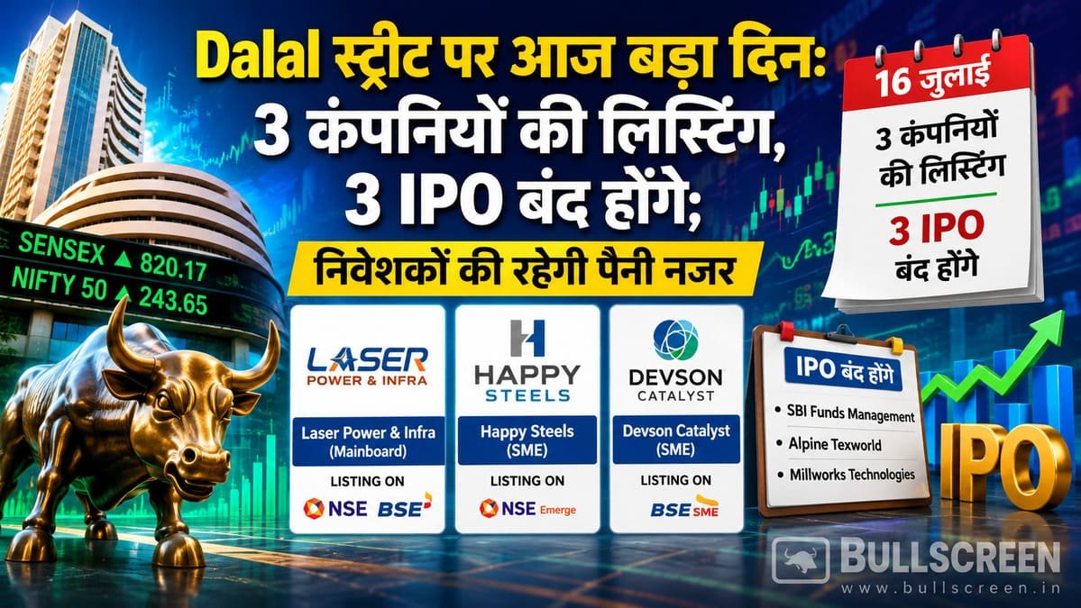 Dalal स्ट्रीट पर आज बड़ा दिन: 3 कंपनियों की लिस्टिंग, 3 IPO बंद होंगे; निवेशकों की रहेगी पैनी नजर