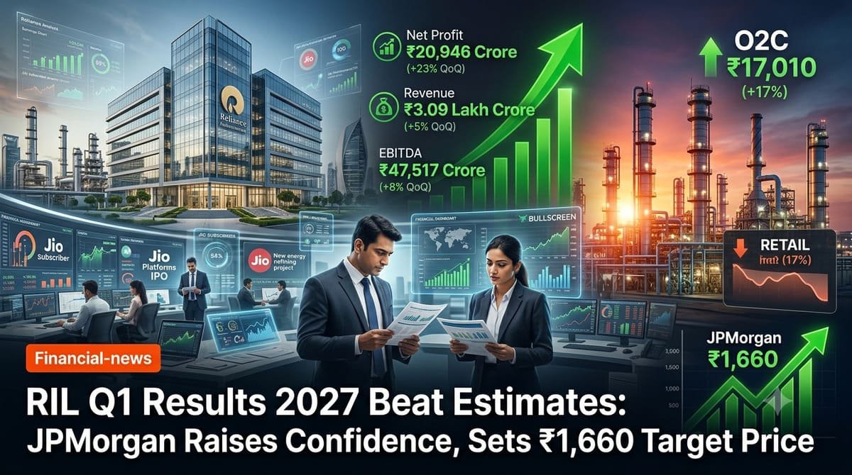 RIL Q1 Results 2027 Beat Estimates: JPMorgan Raises Confidence, Sets ₹1,660 Target Price