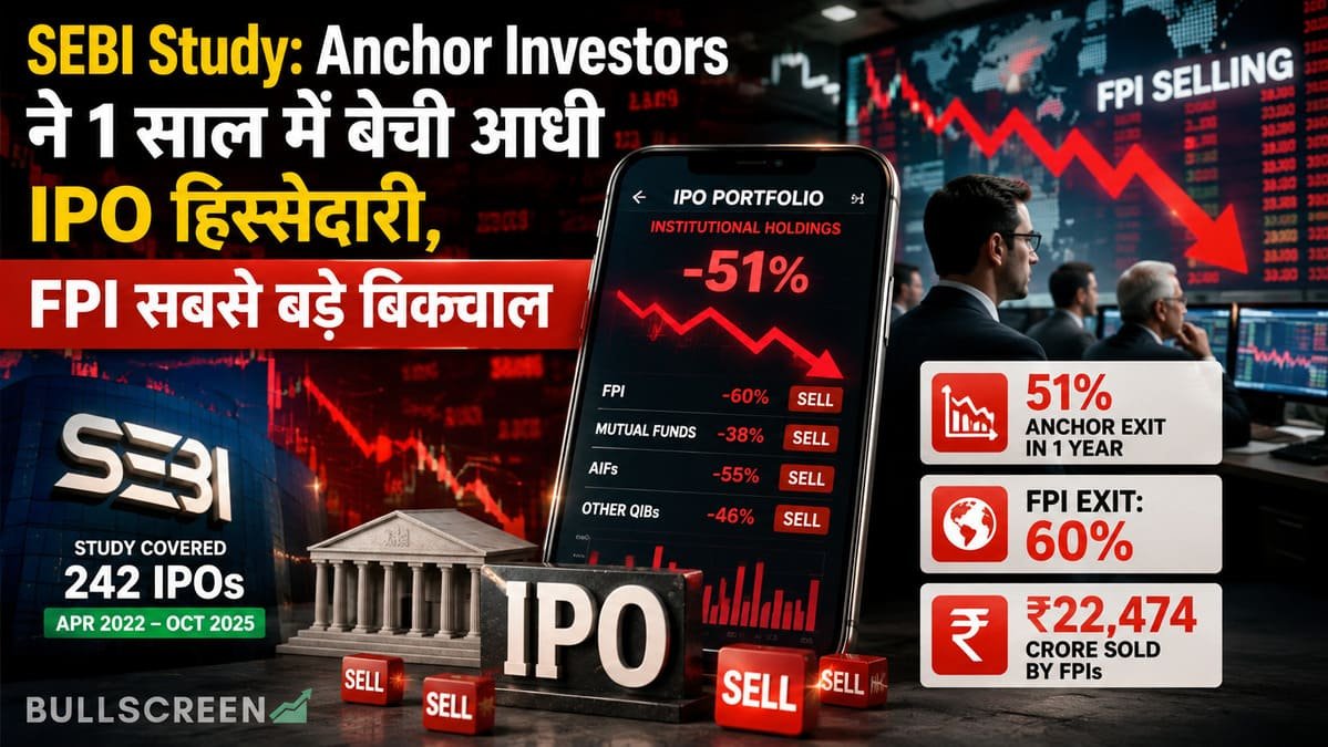 SEBI Study: Anchor Investors ने 1 साल में बेची आधी IPO हिस्सेदारी, FPI सबसे बड़े बिकवाल