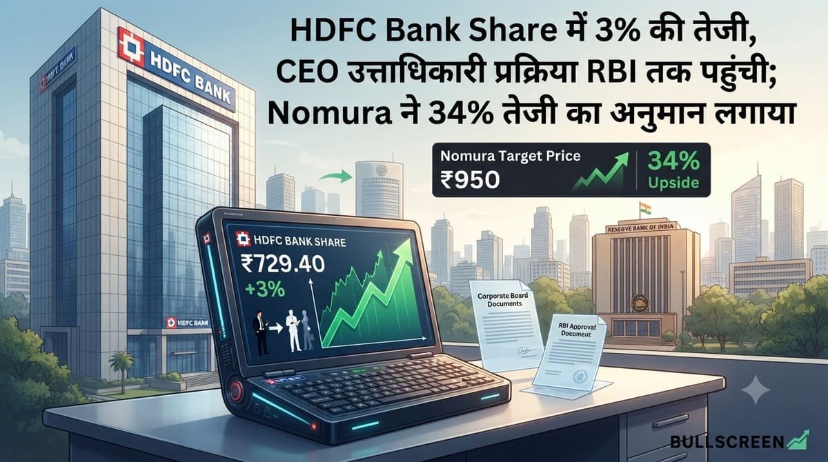 HDFC Bank Share में 3% की तेजी, CEO उत्तराधिकारी प्रक्रिया RBI तक पहुंची; Nomura ने 34% तेजी का अनुमान लगाया