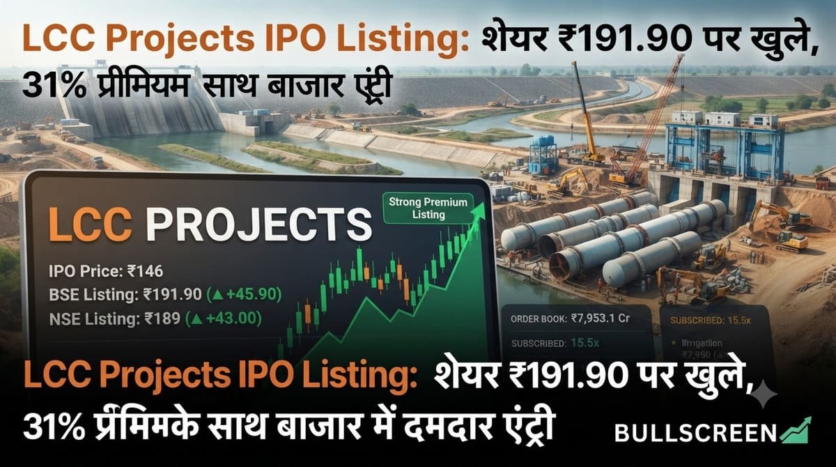 LCC Projects IPO Listing: शेयर ₹191.90 पर खुले, 31% प्रीमियम के साथ बाजार में दमदार एंट्री