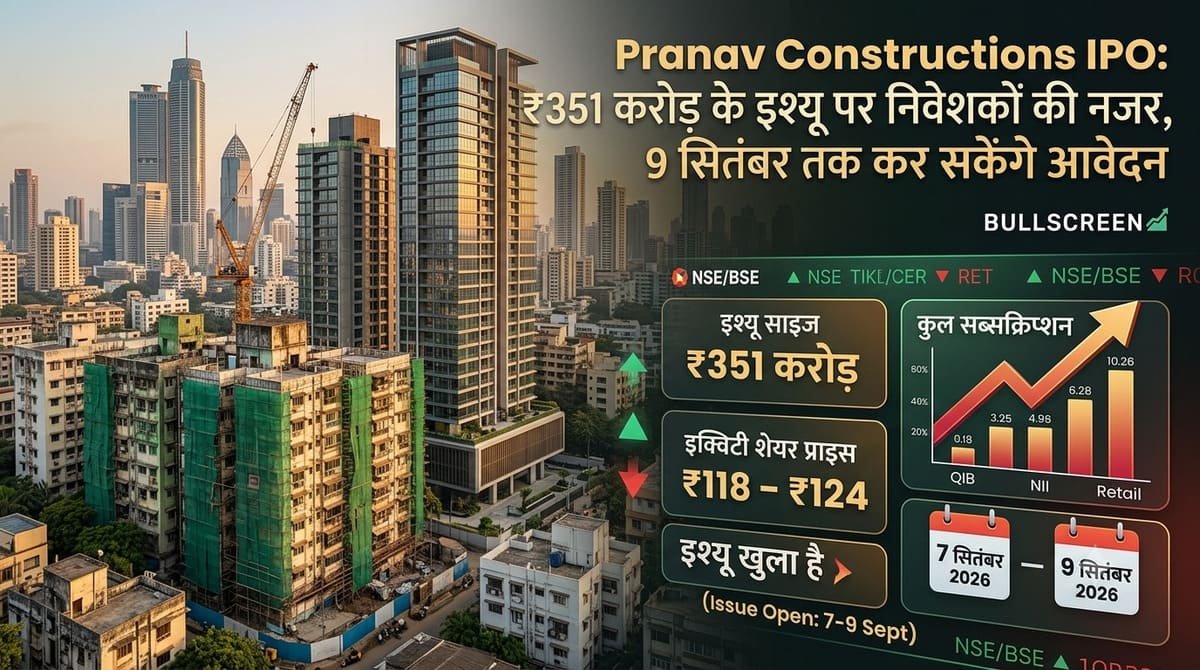 Pranav Constructions IPO: ₹351 करोड़ के इश्यू पर निवेशकों की नजर, 9 सितंबर तक कर सकेंगे आवेदन