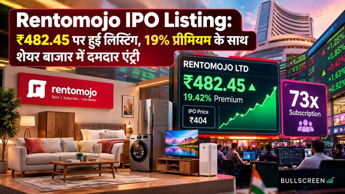 Rentomojo IPO Listing: ₹482.45 पर हुई लिस्टिंग, 19% प्रीमियम के साथ शेयर बाजार में दमदार एंट्री